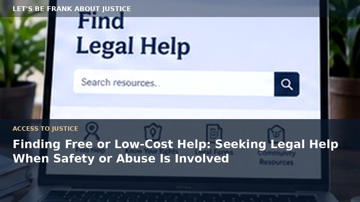 Finding Free or Low-Cost Help: Seeking Legal Help When Safety or Abuse Is Involved