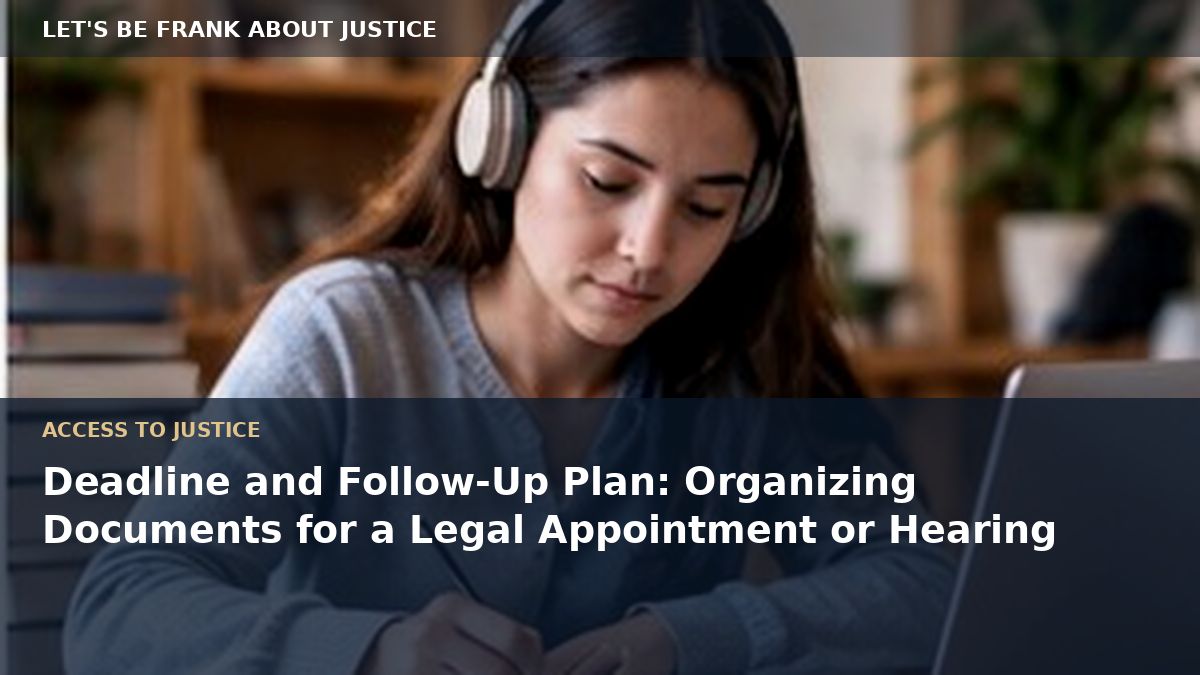 Deadline and Follow-Up Plan: Organizing Documents for a Legal Appointment or Hearing
