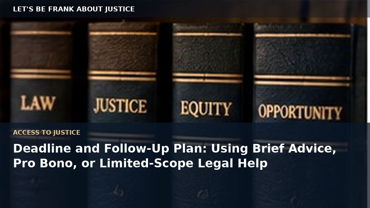 Deadline and Follow-Up Plan: Using Brief Advice, Pro Bono, or Limited-Scope Legal Help