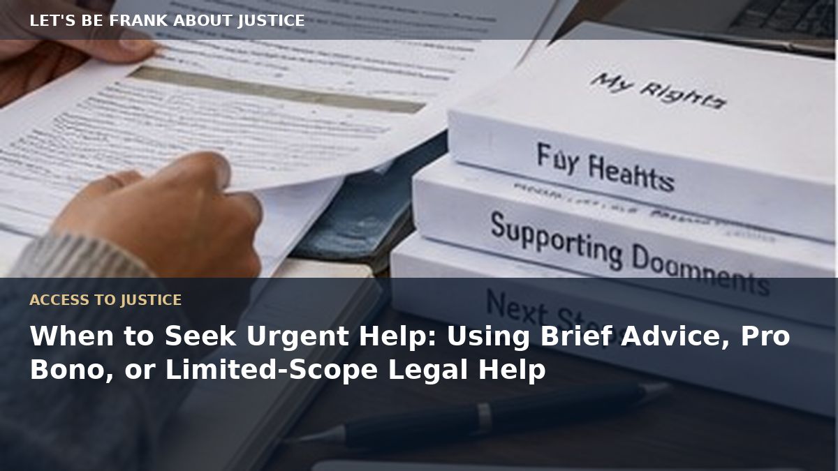 When to Seek Urgent Help: Using Brief Advice, Pro Bono, or Limited-Scope Legal Help