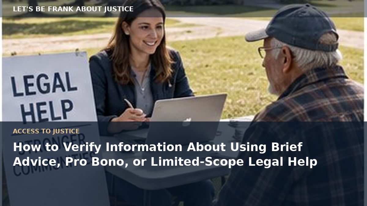 How to Verify Information About Using Brief Advice, Pro Bono, or Limited-Scope Legal Help